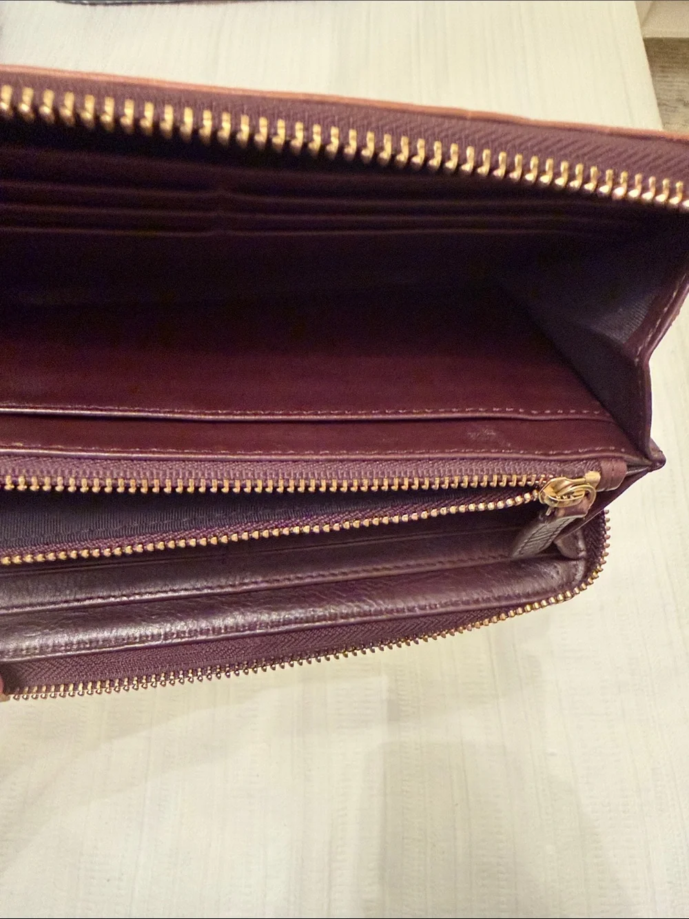 Diane Von Furstenberg Brown Croc-Embossed Wallet with Beige Trim